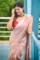 Elegant Peach Handloom Linen Saree